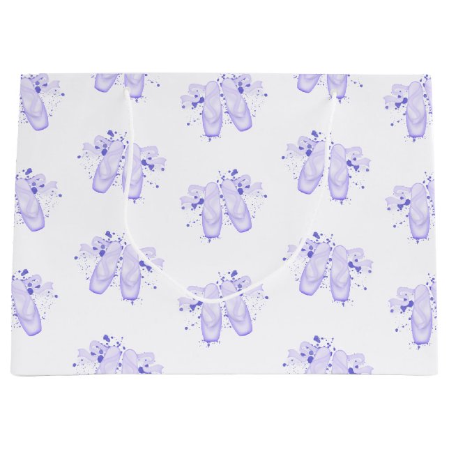 Bolsa De Regalo Grande Ballet Morado Cumpleaños Pointe Shoes (Anverso)