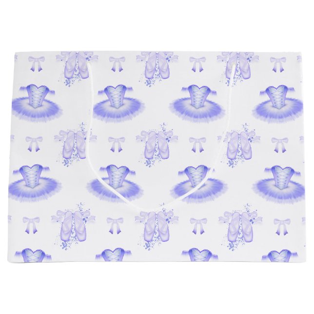 Bolsa De Regalo Grande Ballet Morado Cumpleaños Tutu y Pointe Shoes (Anverso)