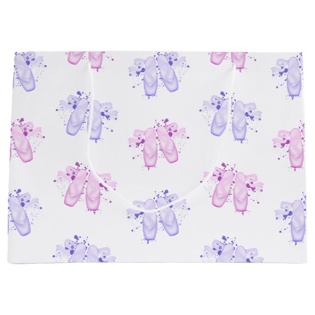 Bolsa De Regalo Grande Ballet rosa y morado Cumpleaños Pointe Shoes (Anverso)