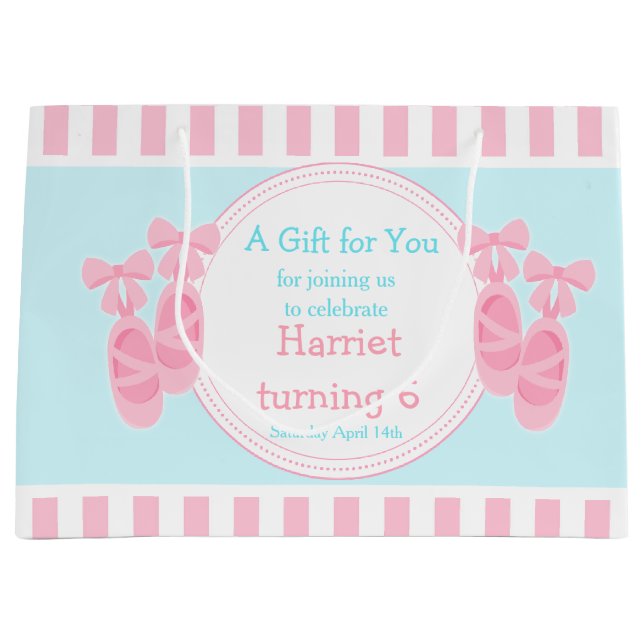 Bolsa De Regalo Grande Ballet Slippers Ballerina Fiesta de cumpleaños (Anverso)