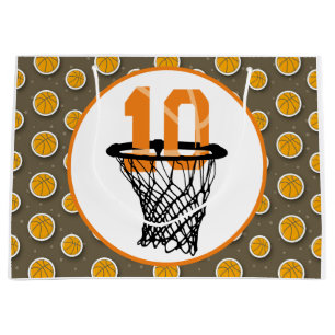 Bolsa De Regalo Grande Baloncesto 10 cumpleaños con número en mini aro