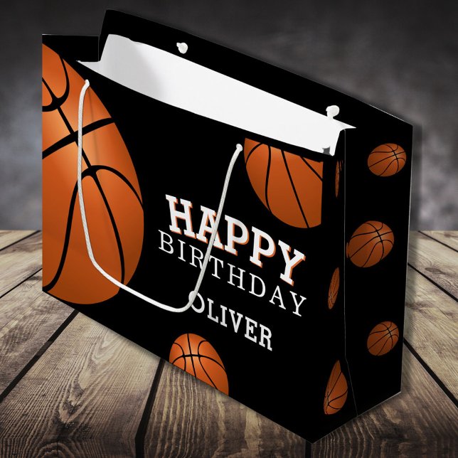 Bolsa De Regalo Grande Baloncesto Ball Sports Happy Birday Name (Subido por el creador)
