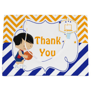 Bolsa De Regalo Grande Baloncesto Cute Black Hair Boy Gracias