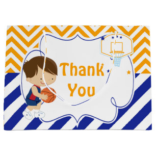 Bolsa De Regalo Grande Baloncesto Cute Brown Hair Boy Gracias