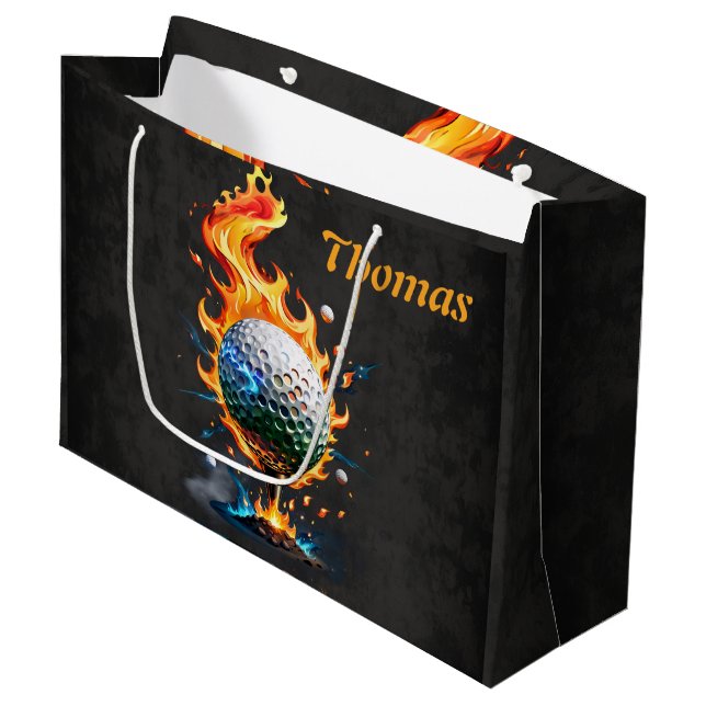 Bolsa De Regalo Grande Baloncesto de golf blanco brillante (Angulo Anverso)