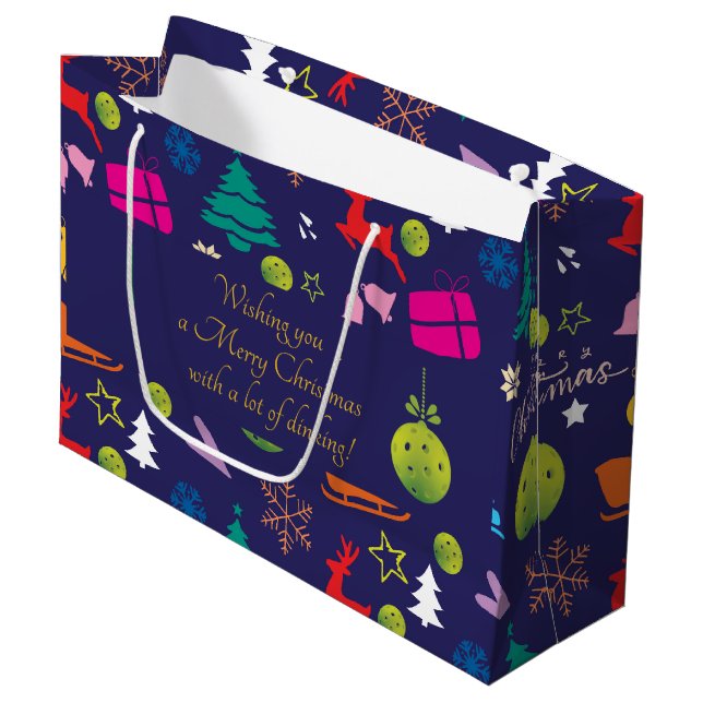 Bolsa De Regalo Grande Baloncesto 🎄 Feliz Navidad, texto personalizado (Angulo Anverso)
