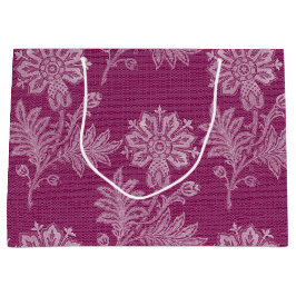 Bolsa De Regalo Grande Bañador Floral de Encaje en Vino Tinto de Boda