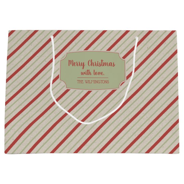 Bolsa De Regalo Grande Banda de regalo de gran tamaño de las franjas roja (Anverso)