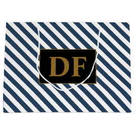 Bolsa De Regalo Grande Banda de regalo grande de franjas azules/blancas