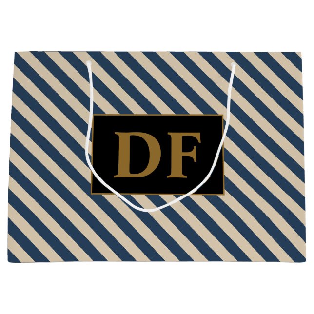 Bolsa De Regalo Grande Bandas de azul/vainilla para personalizados (Anverso)