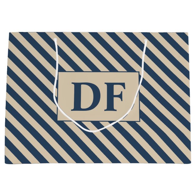 Bolsa De Regalo Grande Bandas de azul/vainilla para personalizados (Anverso)