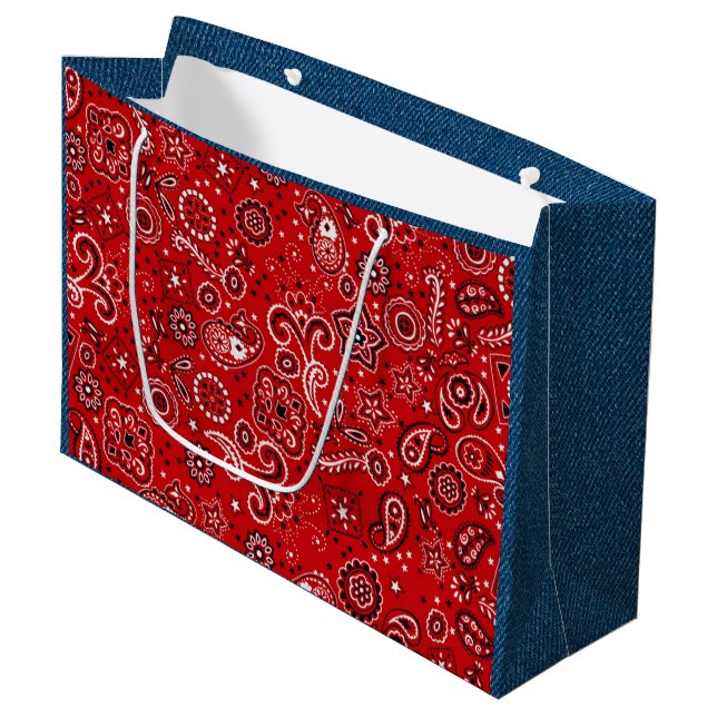 Bolsa De Regalo Grande Bandas rojas y jeans azules (Angulo Anverso)