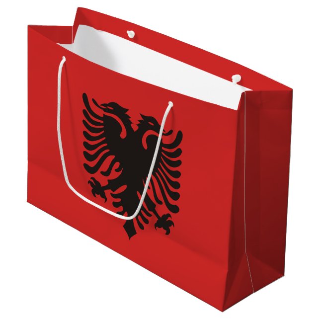 Bolsa De Regalo Grande Bandera albanesa por todas partes (Angulo Anverso)