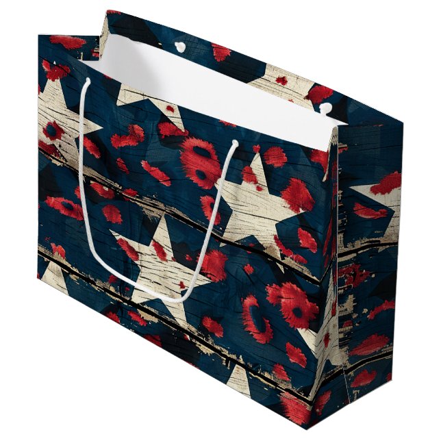 Bolsa De Regalo Grande Bandera Americana Rústica Estampado Leopardo (5) (Angulo Anverso)