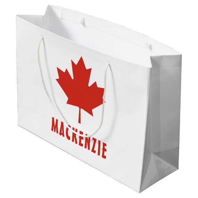 Bolsa De Regalo Grande Bandera canadiense Red Maple Leaf Canada Day Name  (Angulo reverso)