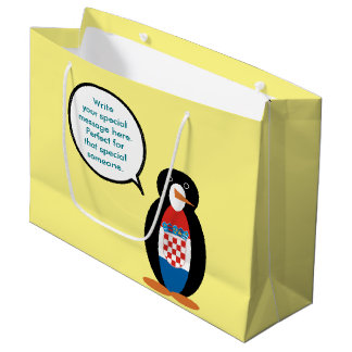 Bolsa De Regalo Grande Bandera croata Pingüino parlante personalizado
