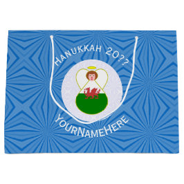 Bolsa De Regalo Grande Bandera de Hanukkah del ángel galés personalizada 