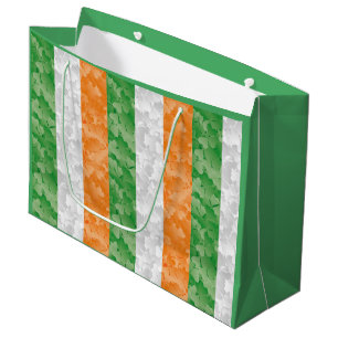 Bolsa De Regalo Grande Bandera de Irlanda con el patrón de shamrock Wine 