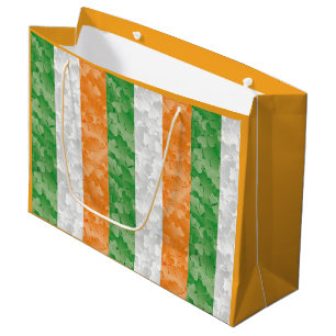 Bolsa De Regalo Grande Bandera de Irlanda con el patrón de shamrock Wine 