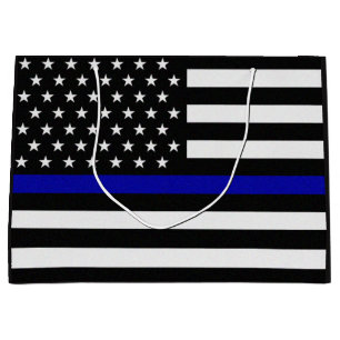 Bolsa De Regalo Grande Bandera de la policía de la Línea Azul delgada