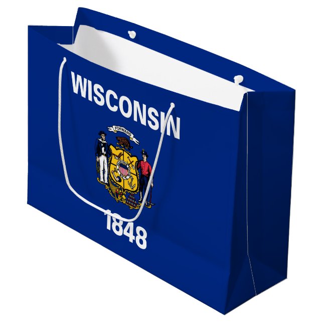 Bolsa De Regalo Grande Bandera del estado de Wisconsin (Angulo Anverso)