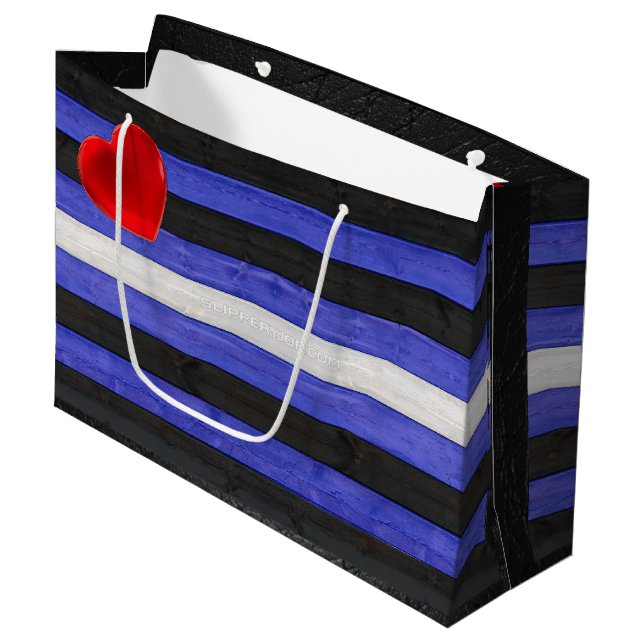 Bolsa De Regalo Grande Bandera del orgullo de cuero de SlipperyJoe negro  (Angulo Anverso)