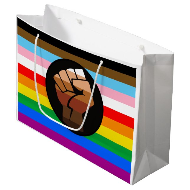 Bolsa De Regalo Grande Bandera del orgullo POC del progreso LGBTQ+ (Angulo Anverso)