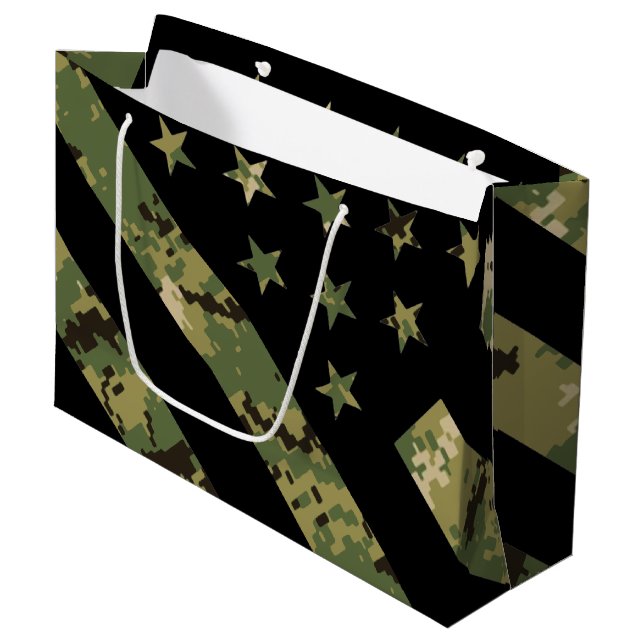 Bolsa De Regalo Grande Bandera estadounidense de camuflaje digital milita (Angulo Anverso)