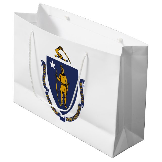 Bolsa De Regalo Grande Bandera estatal de Massachusetts (Angulo Anverso)