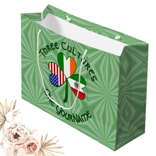 Bolsa De Regalo Grande Bandera irlandesa mexicana de Estados Unidos Shamr (Subido por el creador)