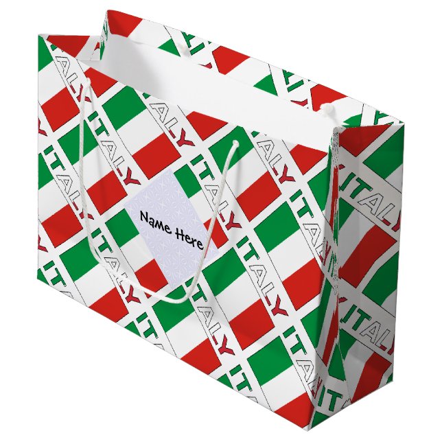Bolsa De Regalo Grande Bandera italiana cubierta con tu nombre (Angulo Anverso)