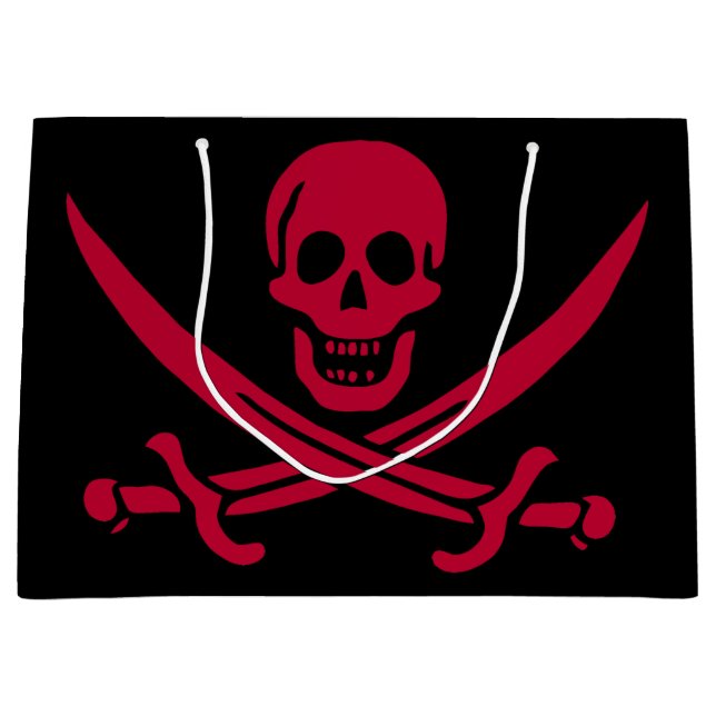 Bolsa De Regalo Grande Bandera pirata de Crimson Skull & Swords Jack en C (Anverso)