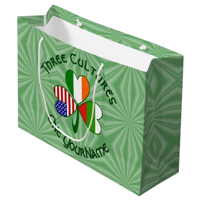 Bolsa De Regalo Grande Bandera Shamrock irlandesa norteamericana búlgara  (Angulo Anverso)