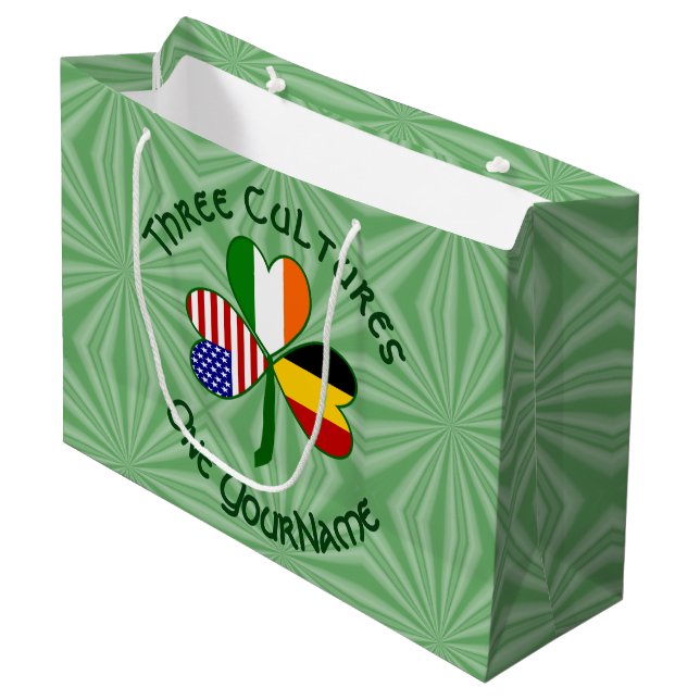 Bolsa De Regalo Grande Bandera Shamrock norteamericana belga personalizad (Angulo Anverso)