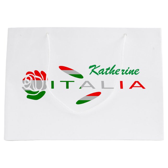 Bolsa De Regalo Grande Bandiera d'Italia Rosa Personalizada (Anverso)