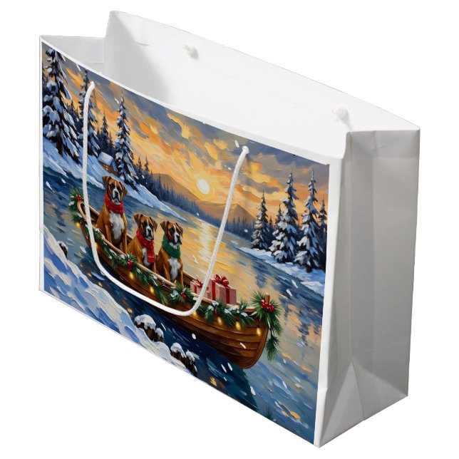 Bolsa De Regalo Grande Barco de Navidad de Boxer Feriado (Angulo Anverso)