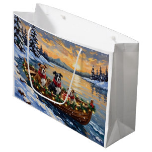 Bolsa De Regalo Grande Barco de Navidad del American Staffordshire Terrie