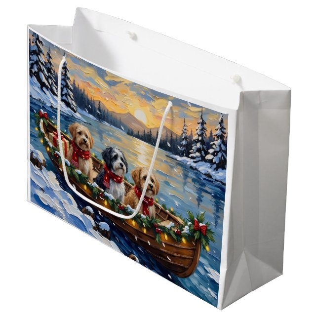 Bolsa De Regalo Grande Barco de Navidad Lhasa Apso Fiesta (Angulo Anverso)