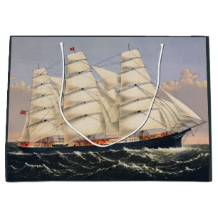 Bolsa De Regalo Grande Barco de Vela Náutico Antiguo Currier & Ives