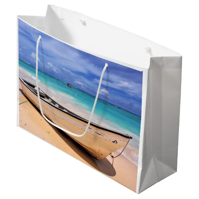 Bolsa De Regalo Grande Barco En La Playa (Angulo Anverso)