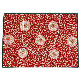 BOLSA DE REGALO GRANDE BARRA DE REGALO IMPRESIÓN FLORAL CHINA EN ROJO Y B