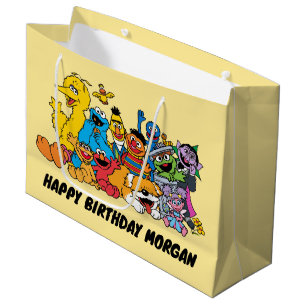 Bolsa De Regalo Grande Barrio Sésamo Pilas de Sésamo Cumpleaños feliz