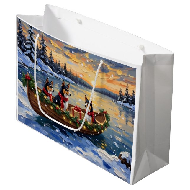 Bolsa De Regalo Grande Basenji Christmas Boat Holiday (Angulo Anverso)
