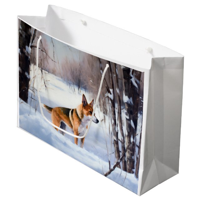 Bolsa De Regalo Grande Basenji deja que nieve Navidades (Angulo Anverso)