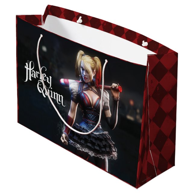 Bolsa De Regalo Grande Batman Arkham Knight | Harley Quinn con murciélago (Angulo reverso)
