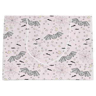 Bolsa De Regalo Grande Bats rosados espeluznante niña pequeña