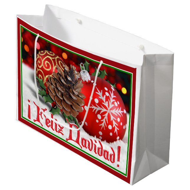 Bolsa De Regalo Grande Baubles y pimientos - Feliz Navidad (Angulo Anverso)