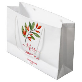 Bolsa De Regalo Grande Bayas Rojas Verdor Navidad Fiesta