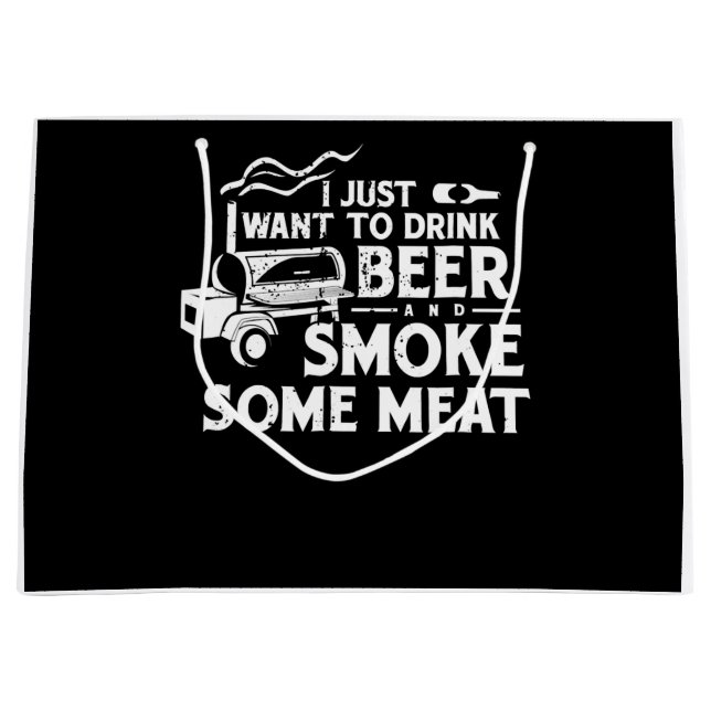 Bolsa De Regalo Grande BBQ Fumar Pitmaster Regalo Bebe Cerveza Humo Carne (Anverso)