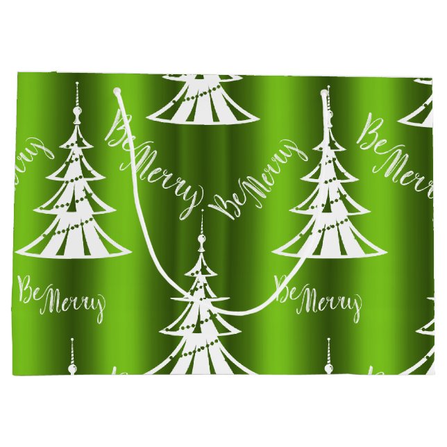 Bolsa De Regalo Grande Be Merry Green Navidades (Reverso)